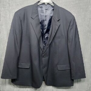 Tailors Row Blazer Men 100% Wool Two Button Sport Coat 52R Black